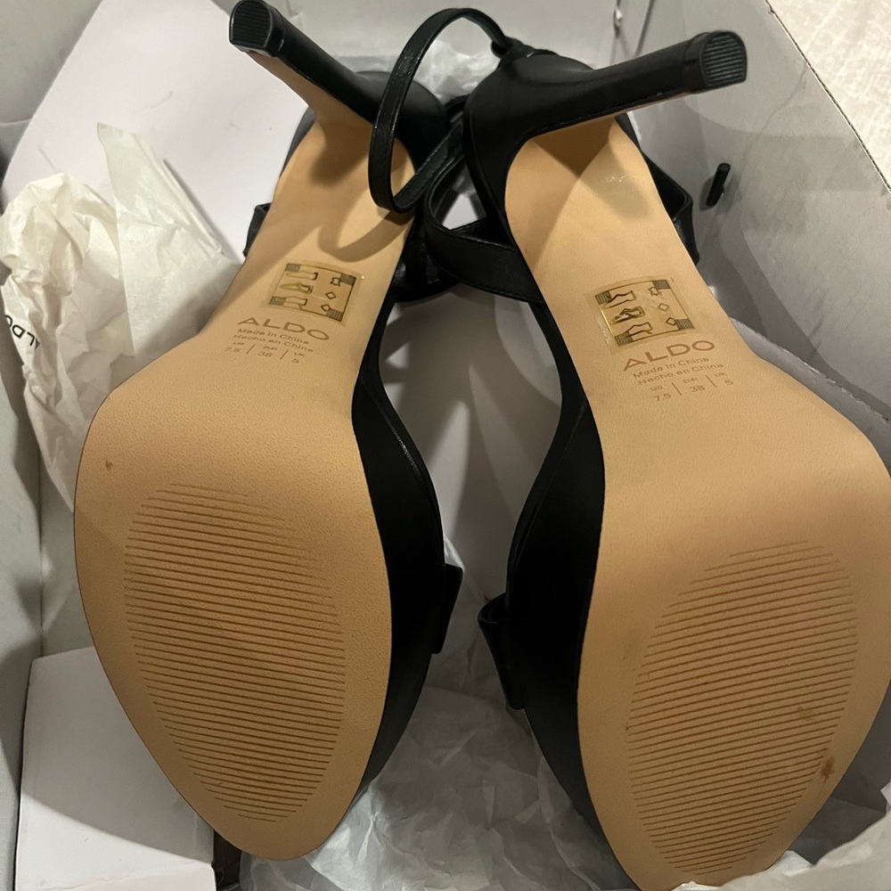Aldo Xandra Black Platform Heel Sandals - Picture 3 of 5